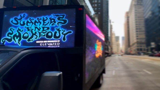 Summer's End Smokeout event promotion on the AOTC mobile billboard